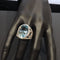 Bague 54 Bague en or blanc 18 carats avec aigue-marine et diamants 58 Facettes 4802