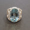 Bague 54 Bague en or blanc 18 carats avec aigue-marine et diamants 58 Facettes 4802