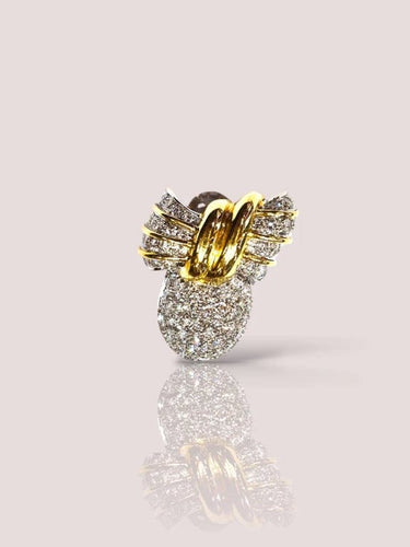 Boucles d'oreilles Boucles d'oreilles vintage années 80 en or jaune 18 carats et diamants 58 Facettes 60737