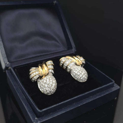 Boucles d'oreilles Boucles d'oreilles vintage années 80 en or jaune 18 carats et diamants 58 Facettes 60737