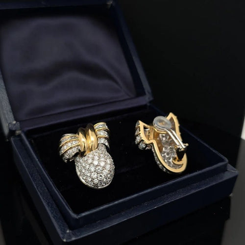 Boucles d'oreilles Boucles d'oreilles vintage années 80 en or jaune 18 carats et diamants 58 Facettes 60737