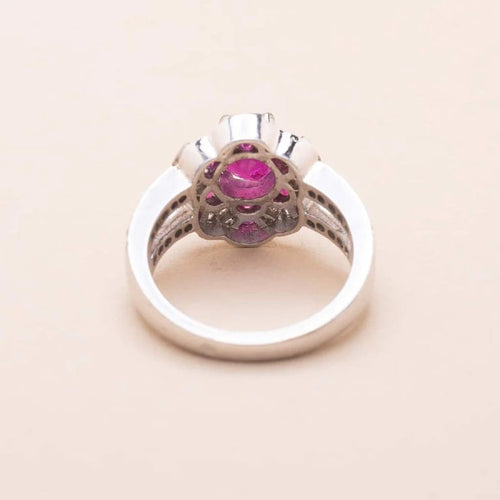 Bague 55 Bague Pompadour en or blanc avec rubis et diamants 58 Facettes 793183