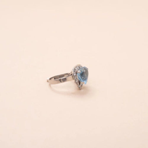 Bague 45.5 Maggy - Bague en or gris avec topaze bleue 3 carats 58 Facettes 793329