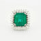Bague 53 Bague marguerite en or blanc 18k et émeraude 13ct 58 Facettes 1972