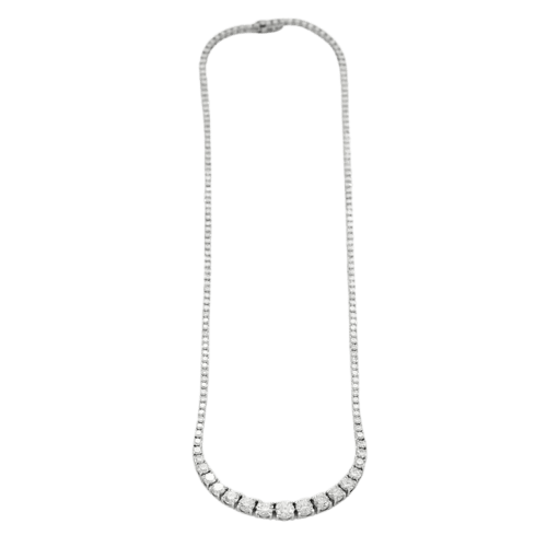 Collier Collier tennis rivière en or blanc 18K et diamants 58 Facettes