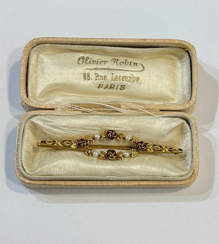 Broche Broche ancienne en or jaune 750 et perles fines 58 Facettes