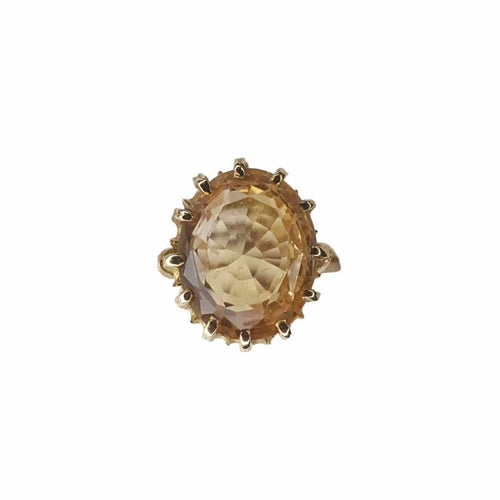 Bague 52 Bague solitaire en or jaune avec saphir jaune 58 Facettes