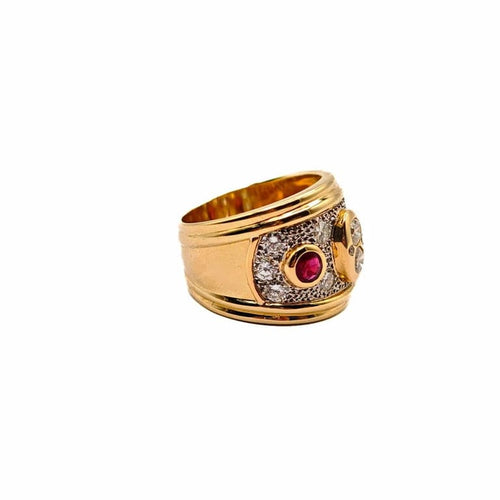 Bague 56 Bague en or jaune 18 carats sertie de diamants et rubis 58 Facettes 21023682