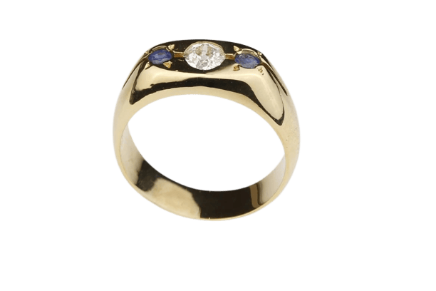 Bague 60 Bague trilogie en or jaune 18 carats, diamant et saphirs 58 Facettes
