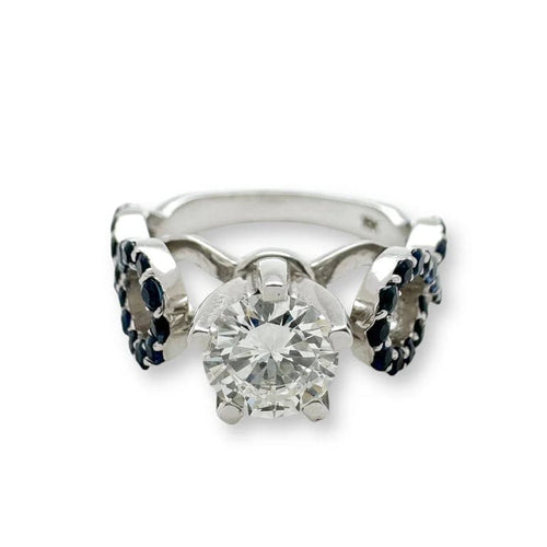Bague 54 Trio d'Infinité - Bague interchangeable en or blanc avec diamants, rubis et saphirs 58 Facettes