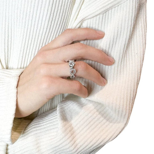 Bague 54 Trio d'Infinité - Bague interchangeable en or blanc avec diamants, rubis et saphirs 58 Facettes