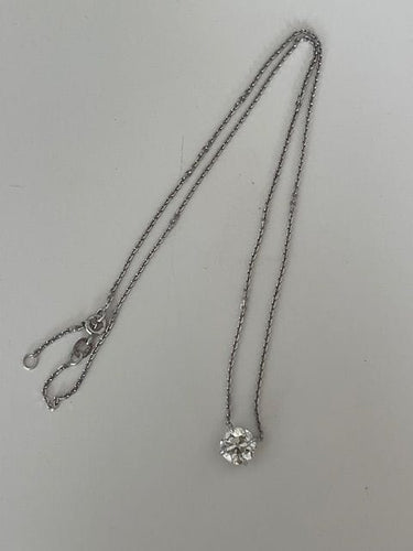 Collier Collier solitaire en or gris et diamant taille ancienne 1,90 carat 58 Facettes