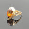 Bague 54 Bague rétro des années 50 en or 18K et saphir orange 58 Facettes