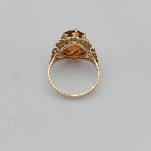 Bague 54 Bague rétro des années 50 en or 18K et saphir orange 58 Facettes