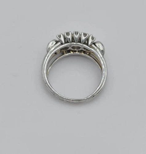 Bague 57 Carl Bucherer - Bague vintage imposante en or gris 18K et diamants 58 Facettes