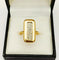 Bague 50 Bague panneau rectangulaire en or jaune 18K et diamants 58 Facettes