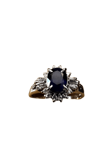 Bague 54 Bague en platine avec saphir et diamants 58 Facettes