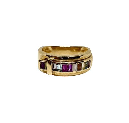 Bague 53 Guy Laroche - Bague en or jaune et pierres multicolores 58 Facettes