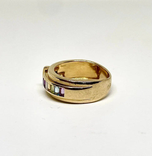 Bague 53 Guy Laroche - Bague en or jaune et pierres multicolores 58 Facettes