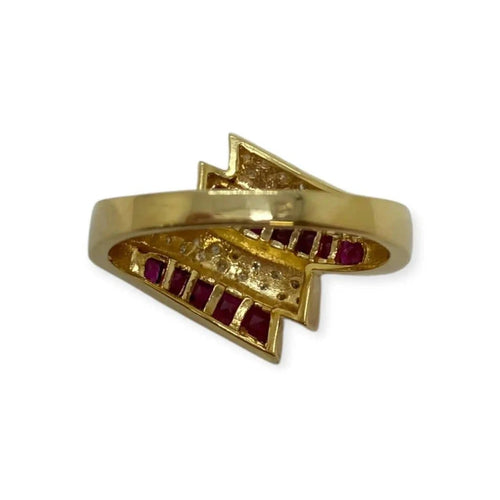 Bague 64 Bague rubis et diamants en or blanc et or jaune 750 58 Facettes 330091920