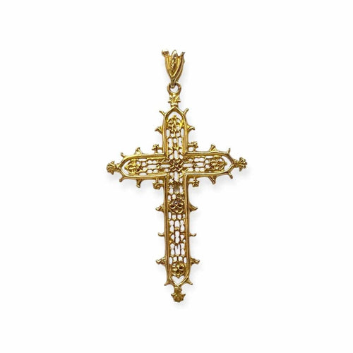 Pendentif Pendentif croix en or jaune, perle de culture et turquoise 58 Facettes 330089070
