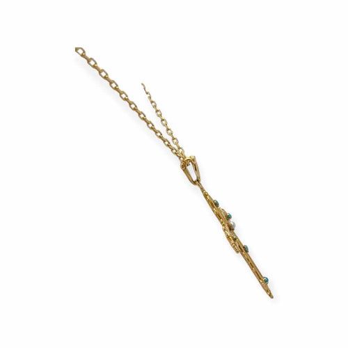 Pendentif Pendentif croix en or jaune, perle de culture et turquoise 58 Facettes 330089070