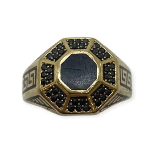 Bague 64 Chevalière - Bague en or jaune 14K et onyx 58 Facettes 330088992