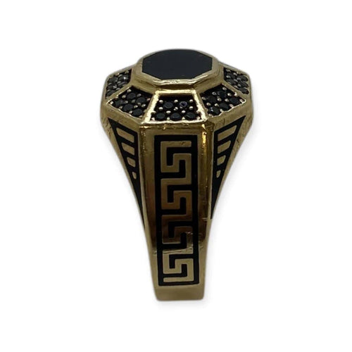 Bague 64 Chevalière - Bague en or jaune 14K et onyx 58 Facettes 330088992