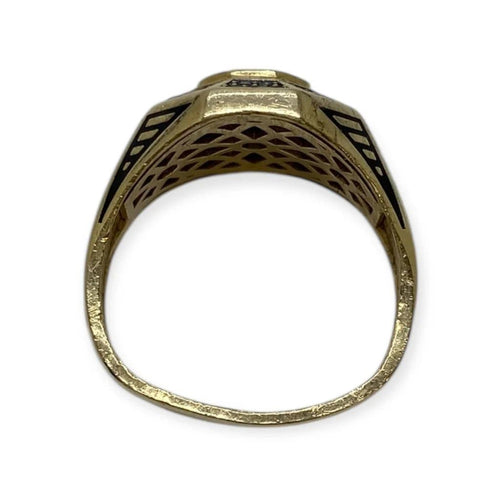Bague 64 Chevalière - Bague en or jaune 14K et onyx 58 Facettes 330088992