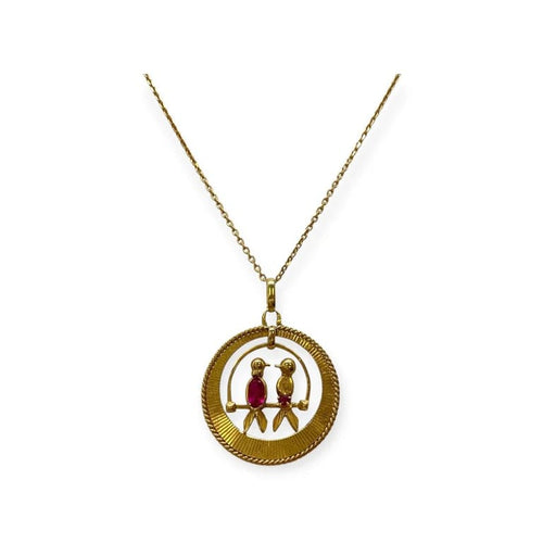 Pendentif Inséparables - Pendentif en or jaune 750 et rubis 58 Facettes 330089291