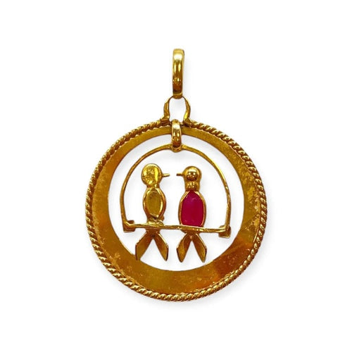 Pendentif Inséparables - Pendentif en or jaune 750 et rubis 58 Facettes 330089291