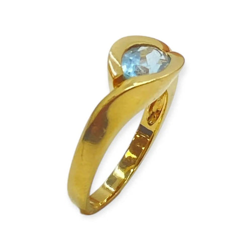 Bague 55 Bague en or jaune 18K avec topaze bleue ovale 58 Facettes 330081548
