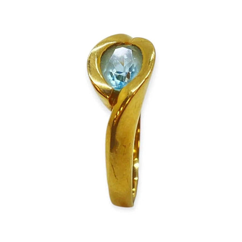 Bague 55 Bague en or jaune 18K avec topaze bleue ovale 58 Facettes 330081548
