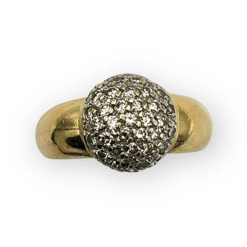 Bague 56 Bague boule pavée en or blanc et or jaune 18K avec diamants 58 Facettes 149063866