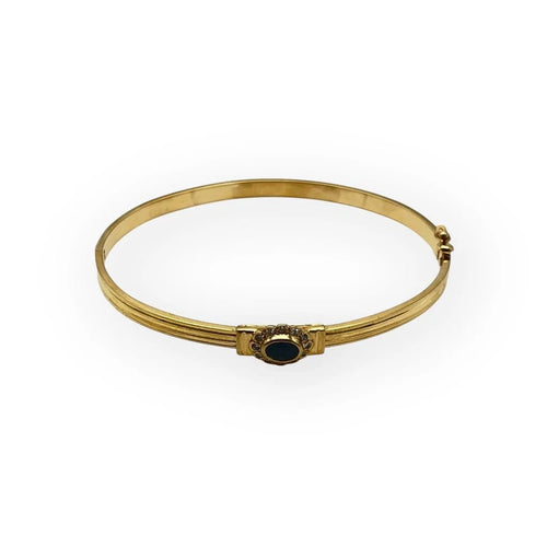 Bracelet Bracelet jonc ovale ouvrant en or jaune 750, saphir et diamants 58 Facettes 149066023