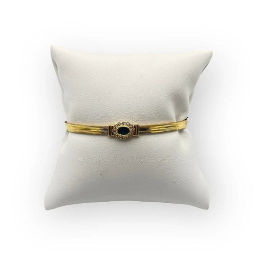Bracelet Bracelet jonc ovale ouvrant en or jaune 750, saphir et diamants 58 Facettes 149066023