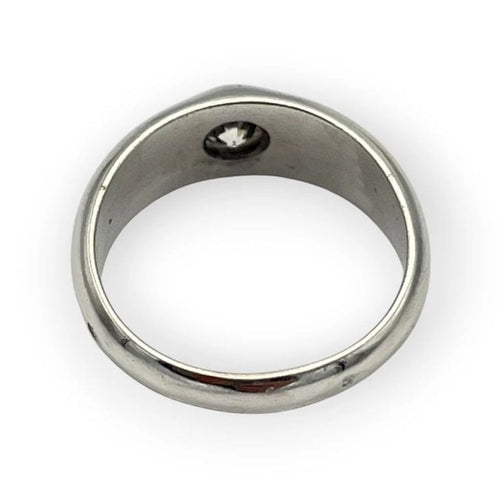 Bague 51 Bague jonc anglaise en or blanc 18K avec diamant 0,16 ct 58 Facettes 149061011