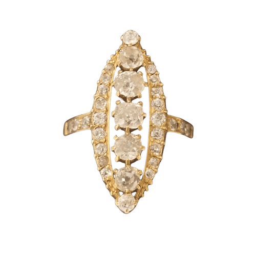 Bague 52 Bague navette en or jaune et diamants taille ancienne 58 Facettes