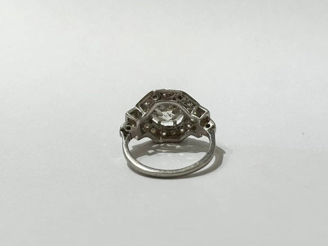 Bague 49 Bague Art déco en or et platine avec diamants 58 Facettes