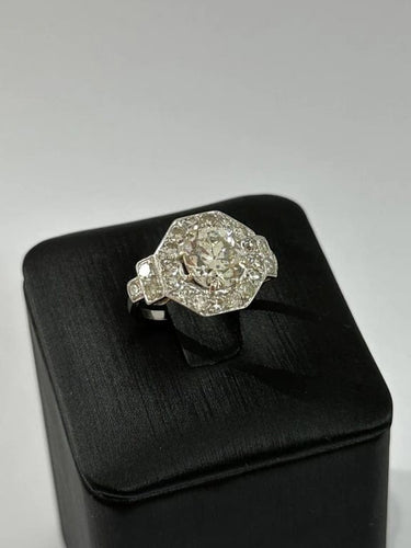 Bague 49 Bague Art déco en or et platine avec diamants 58 Facettes