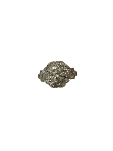 Bague 49 Bague Art déco en or et platine avec diamants 58 Facettes