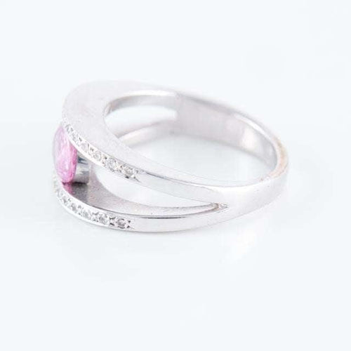 Bague 56.5 Bague double corps en or blanc 18 ct, saphir rose et diamant 58 Facettes HS2436