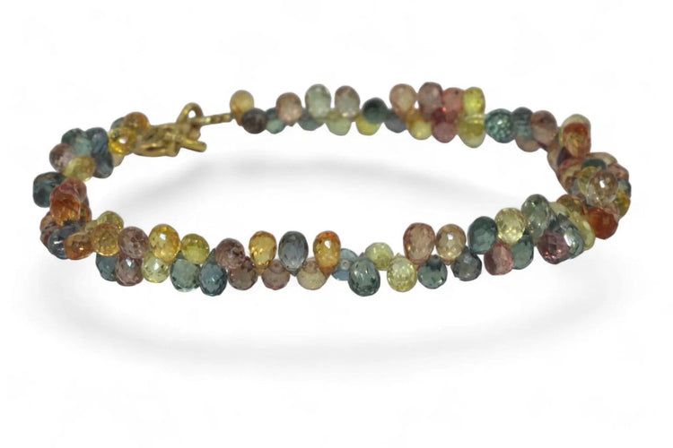 Bracelet Bracelet saphirs multicolores taille briolette en or jaune 18 carats 58 Facettes