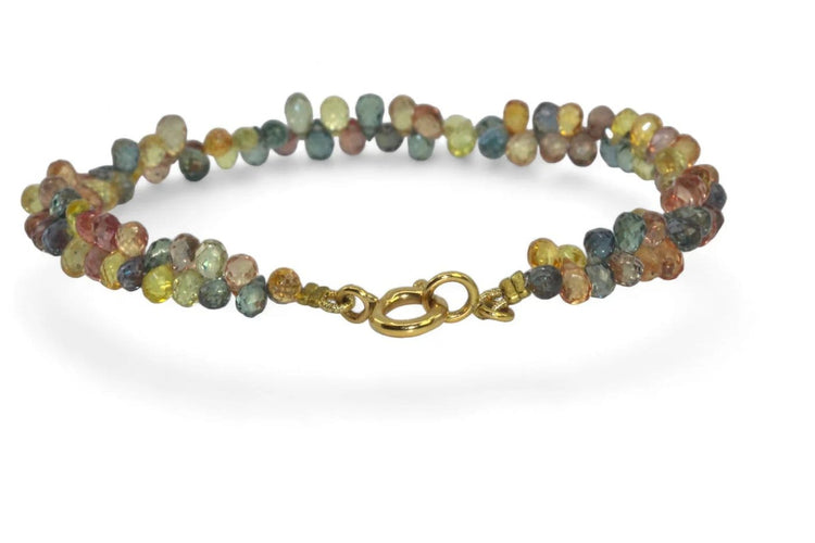 Bracelet Bracelet saphirs multicolores taille briolette en or jaune 18 carats 58 Facettes