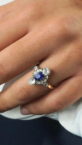 Bague 52 Bague marquise en or jaune 18 carats saphir et diamants 58 Facettes SQ 5172049