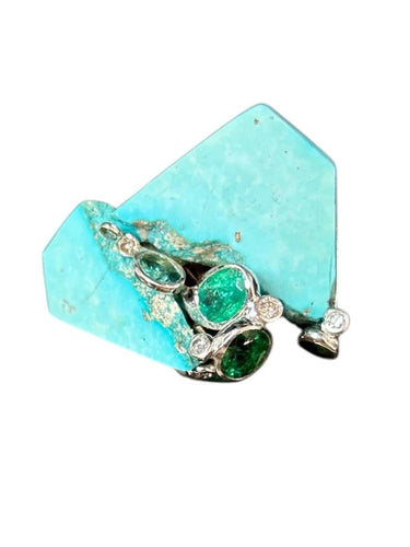 Bague 51 Thierry Vendome - Bague Sakura avec turquoises, tourmaline verte et diamant 58 Facettes 227210