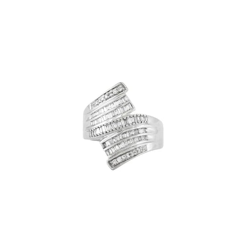 Bague 52 Bague en or blanc 18 carats avec 90 diamants 58 Facettes