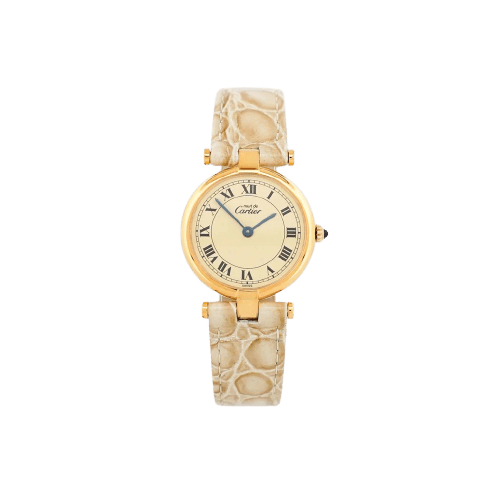 Cartier - Must Vendôme SM watch in silver-gilt, lemon Roman dial 