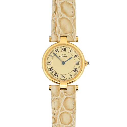 Montre Cartier - Montre Must Vendôme SM en vermeil, cadran romain citron 58 Facettes