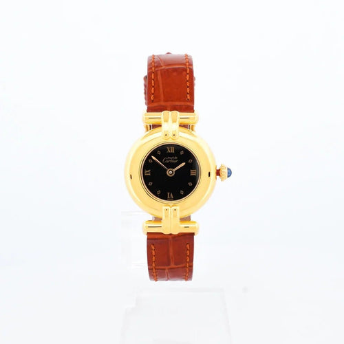 Montre Cartier Must Colisée - Montre femme à cadran romain noir 58 Facettes